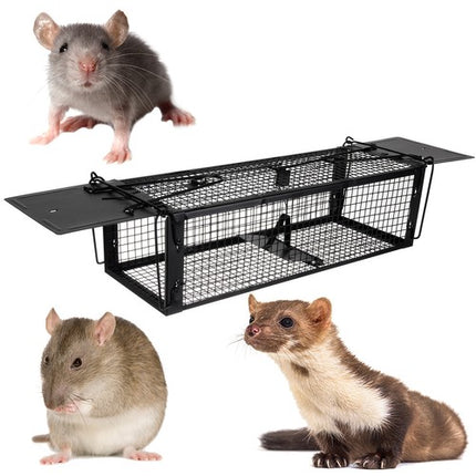 Malatac diervriendelijke muizenval - rattenval voor binnen en buiten 43 x 15 x 12 cm zwart