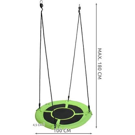 Malatec nest schommel buitenspeelgoed 100cm belasting 100-120 KG groen/zwart