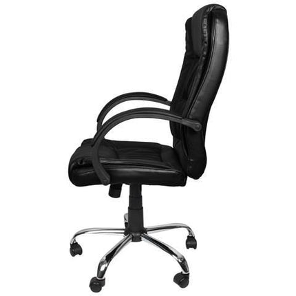 Malatec ergonomische bureaustoel gemaakt van zwart eco-leer verrijdbaar en in hoogte verstelbaar