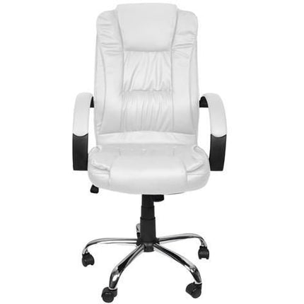 Malatec ergonomische bureaustoel gemaakt van wit eco-leer verrijdbaar en in hoogte verstelbaar