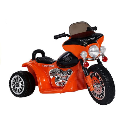 Elektrische politie chopper - trike - motor voor kinderen tot 25kg max 1-3 km/h oranje
