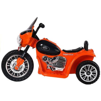 Elektrische politie chopper - trike - motor voor kinderen tot 25kg max 1-3 km/h oranje