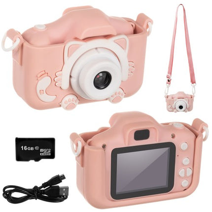 Kruzzel full HD digitale camera voor kinderen met mini SD kaart roze