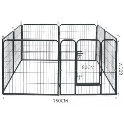Malatec professionele multifunctionele honden ren met 6 delen van 80 x 80 cm - speelren - bench - hondenhek - afscheiding hek grijs