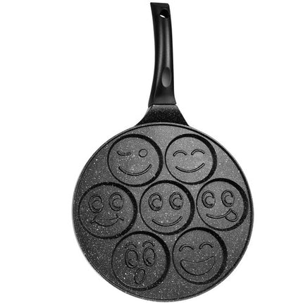 Koekenpan voor het bakken van 7 emoji pancakes 26 cm zwart