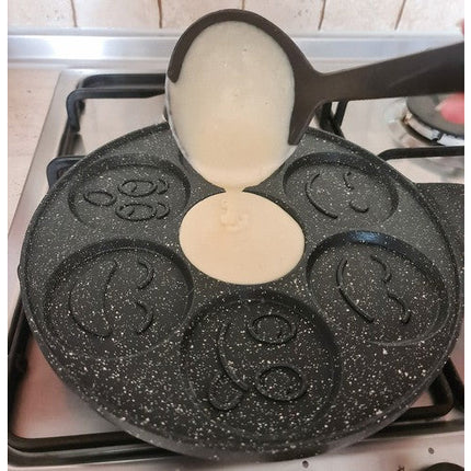 Koekenpan voor het bakken van 7 emoji pancakes 26 cm zwart