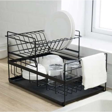 Metalen afdruiprek voor het laten drogen van de afwas 43 x 29 x 27 cm zwart