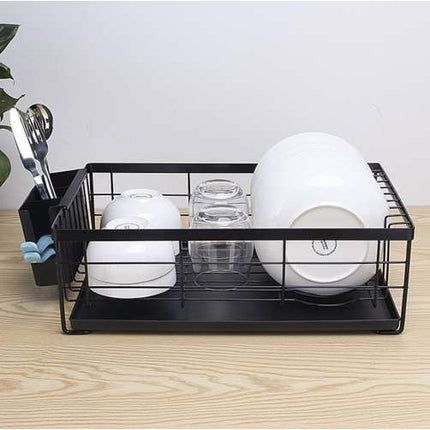Metalen afdruiprek voor het laten drogen van de afwas 43 x 29 x 27 cm zwart