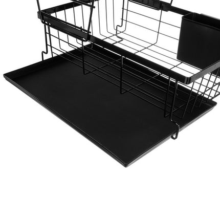 Metalen afdruiprek voor het laten drogen van de afwas 43 x 29 x 27 cm zwart