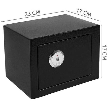 Mechanische stalen kluis met sleutels 23 x 17 x 17cm zwart