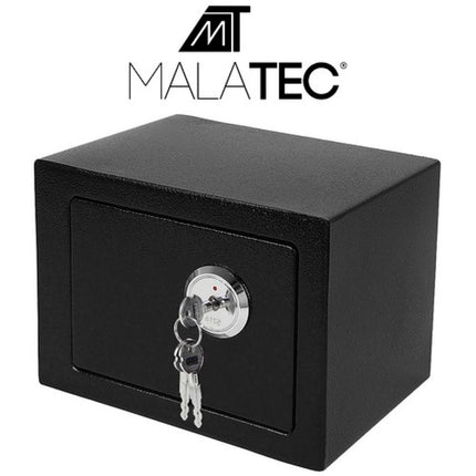 Mechanische stalen kluis met sleutels 23 x 17 x 17cm zwart