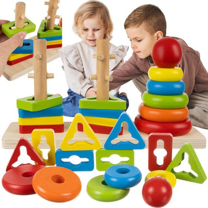 Kruzzel houten blokken sorteerder puzzel voor kinderen 7 x 22.5 x 11.5 cm