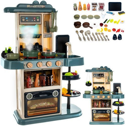 Luxe kunststof speelgoed keuken 43-delig met licht, geluid, stoom en water - Met gratis accessoires 72 x 51.5 x 23.5 cm blauw