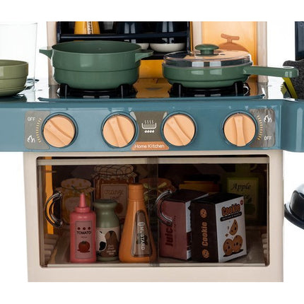 Luxe kunststof speelgoed keuken 43-delig met licht, geluid, stoom en water - Met gratis accessoires 72 x 51.5 x 23.5 cm blauw