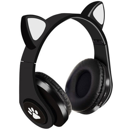 Draadloze bluetooth 5.0 hoofdtelefoon met kat oren voor kinderen pv33 zwart