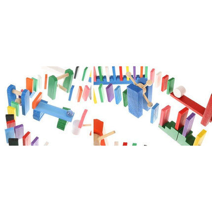 Kruzzel XXL gekleurde domino set van hout 1131 delig met 1080 domino stenen en 45 elementen