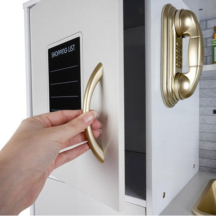 Kruzzel luxe houten speelgoed keuken met licht en geluid - Met gratis accessoires 80 x 80.5 x 24 cm wit/goud