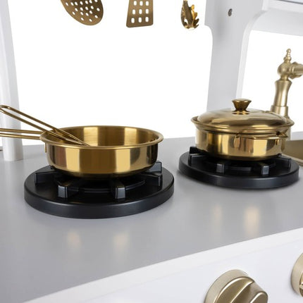 Kruzzel luxe houten speelgoed keuken met licht - Met gratis accessoires 87 x 59,5 x 29,5 cm goud
