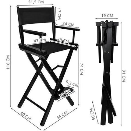 Beautylushh professionele hoge make-up / regisseurs stoel verstelbaar 116 cm zwart