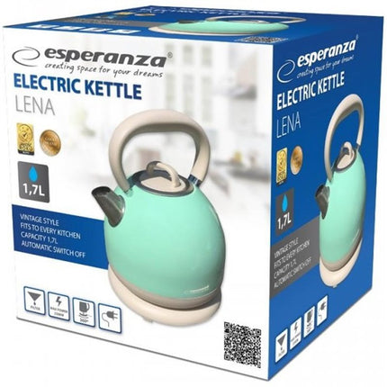 Esperanza ''Lena'' retro waterkoker RVS 1.7L 2200W mint groen / beige