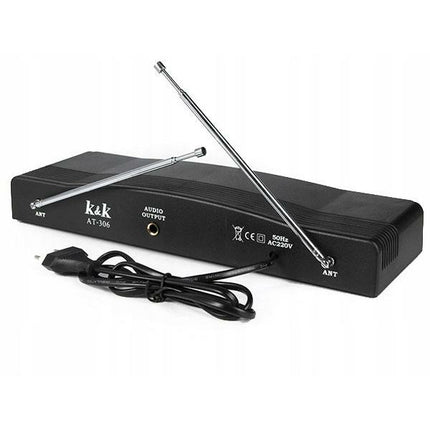 Karaoke set met 2 draadloze microfoons en receiver zwart