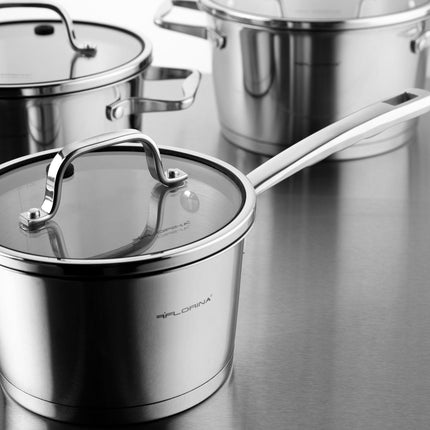 Florina Professional 8 delige pannenset RVS - geschikt voor inductie - kookpannenset.nl