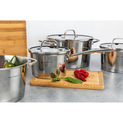 Florina Professional 8 delige pannenset RVS - geschikt voor inductie - kookpannenset.nl