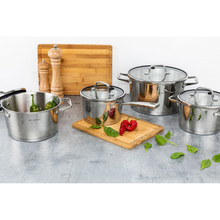 Florina Professional 8 delige pannenset RVS - geschikt voor inductie - kookpannenset.nl