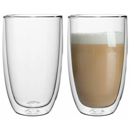 Florina set van 2 dubbelwandige latte machiatto glazen van gehard glas 450 ml