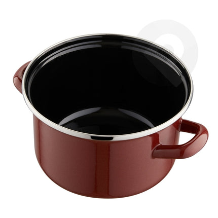 Emalia Marigold Red 20 cm 3.7L emaille kookpan met glazen deksel rood