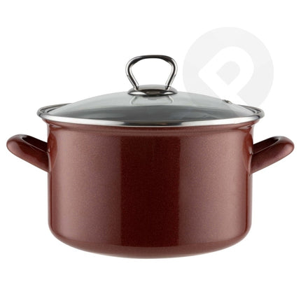 Emalia Marigold Red 22 cm 4.7L emaille kookpan met glazen deksel rood