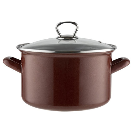 Emalia Marigold Red 20 cm 3.7L emaille kookpan met glazen deksel rood