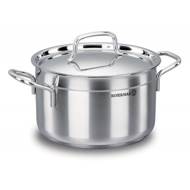 Korkmaz Alfa serie kookpan 5.5L 24 x 12 cm RVS met dubbele bodem