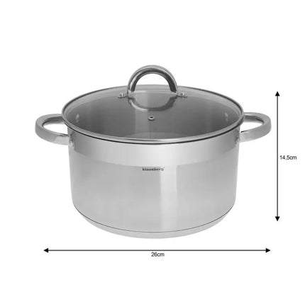 Klausberg 7127 kookpan met deksel en maatverdeling 7L 26cm