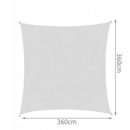 Malatec waterproof schaduwdoek grijs UV bestendig  3.6 x 3.6 m