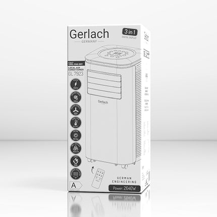 Gerlach 3 in 1 mobiele airco / airconditioner 9000 BTU GL 7923 wit