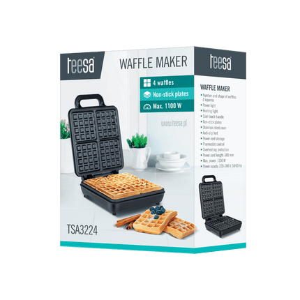 Teesa professionele wafelijzer voor vier luikse wafels TSA3224