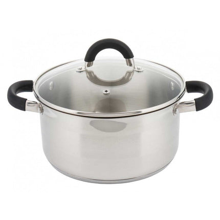Kinghoff KH-4346 kookpan met glazen deksel RVS 24 x 13.5 cm 6L zilver