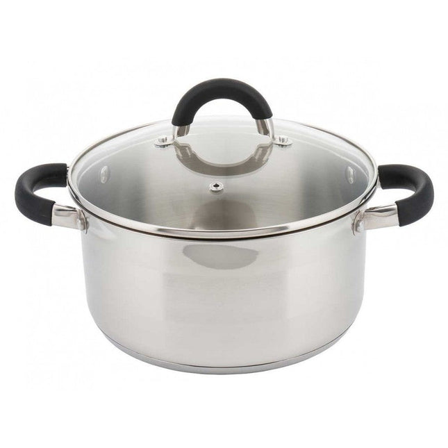 Kinghoff KH-4346 kookpan met glazen deksel RVS 24 x 13.5 cm 6L zilver