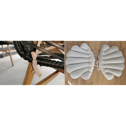 Handgemaakte hangstoelkussen schelp / shell vorm van CLEANABOO® materiaal velvet lichtgrijs