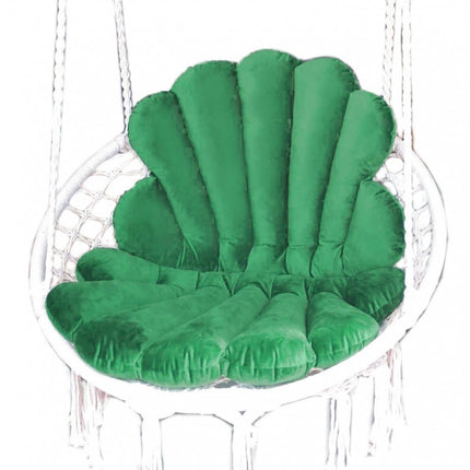Handgemaakte hangstoelkussen schelp / shell vorm van CLEANABOO® materiaal velvet groen
