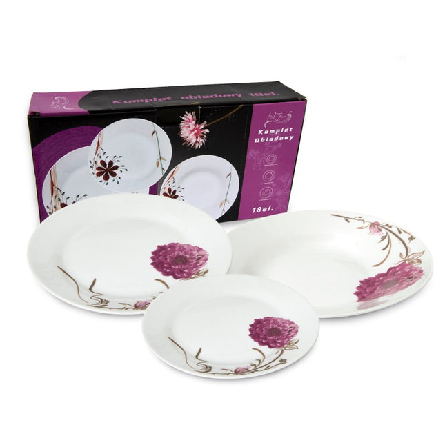 2de kansje Bella Fiore Premium 18 Delige Serviesset - Geschikt voor 6 personen - Serviesset - Bordenset - 6 Persoons - Porselein - Wit met bloem AR-49