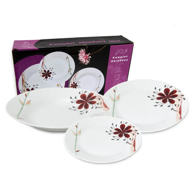 2de kansje Bella fiore premium 18 delige bordenset van porselein met elegante bloem AR-52