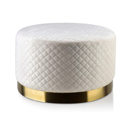 Mondex cilinder vormige poef Lily beige met gouden rand 50 x 30 cm - Maximaal 100 kg