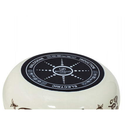 Meyerhoff vintage bruin creme 8 delige emaille pannenset - geschikt voor inductie - kookpannenset.nl