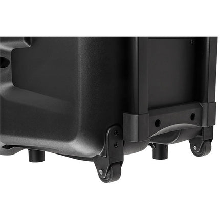 Krüger & Matz KM1715 professionele mobiele luidspreker party speaker box (met 2 UHF draadloze microfoons, SD, Bluetooth, FM, USB) 60 Watt zwart