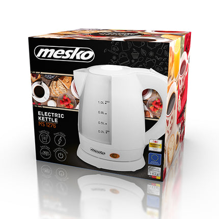 Mesko waterkoker kunststof 1,0 L MS 1276 wit