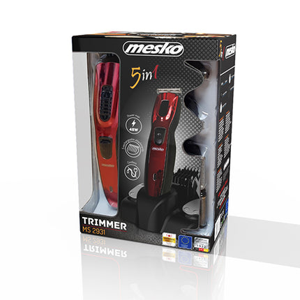 Mesko 5 in 1 haartrimmer 10-delig MS 2931 rood/zwart