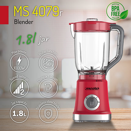 Mesko blender 1.8L MS 4079 rood
