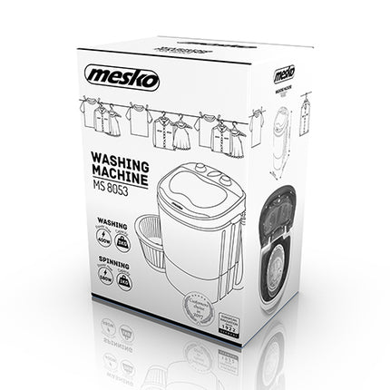 Mesko MS 8053 mini wasmachine ideaal voor kleine appartementen of op de camping 3kg blauw/ wit